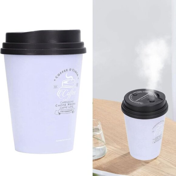 Humidifiers for Bedroom, 300ml Cool Mist Humidifiers, USB Mini Cute Coffee Cup H - Picture 1 of 9